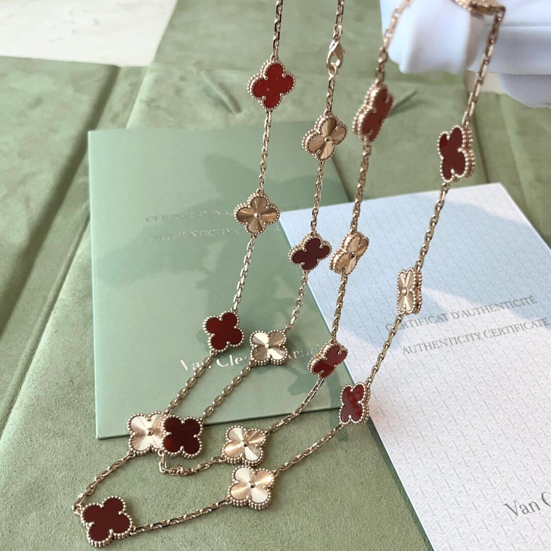 [GALE]CLOVER 20 MOTIFS LASER CARNELIAN NECKLACE