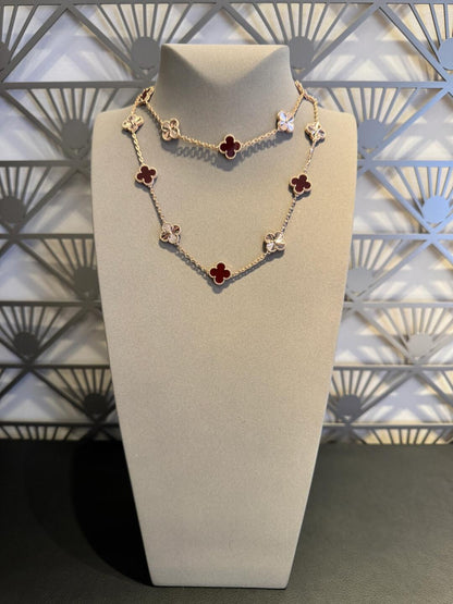 [GALE]CLOVER 20 MOTIFS LASER CARNELIAN NECKLACE
