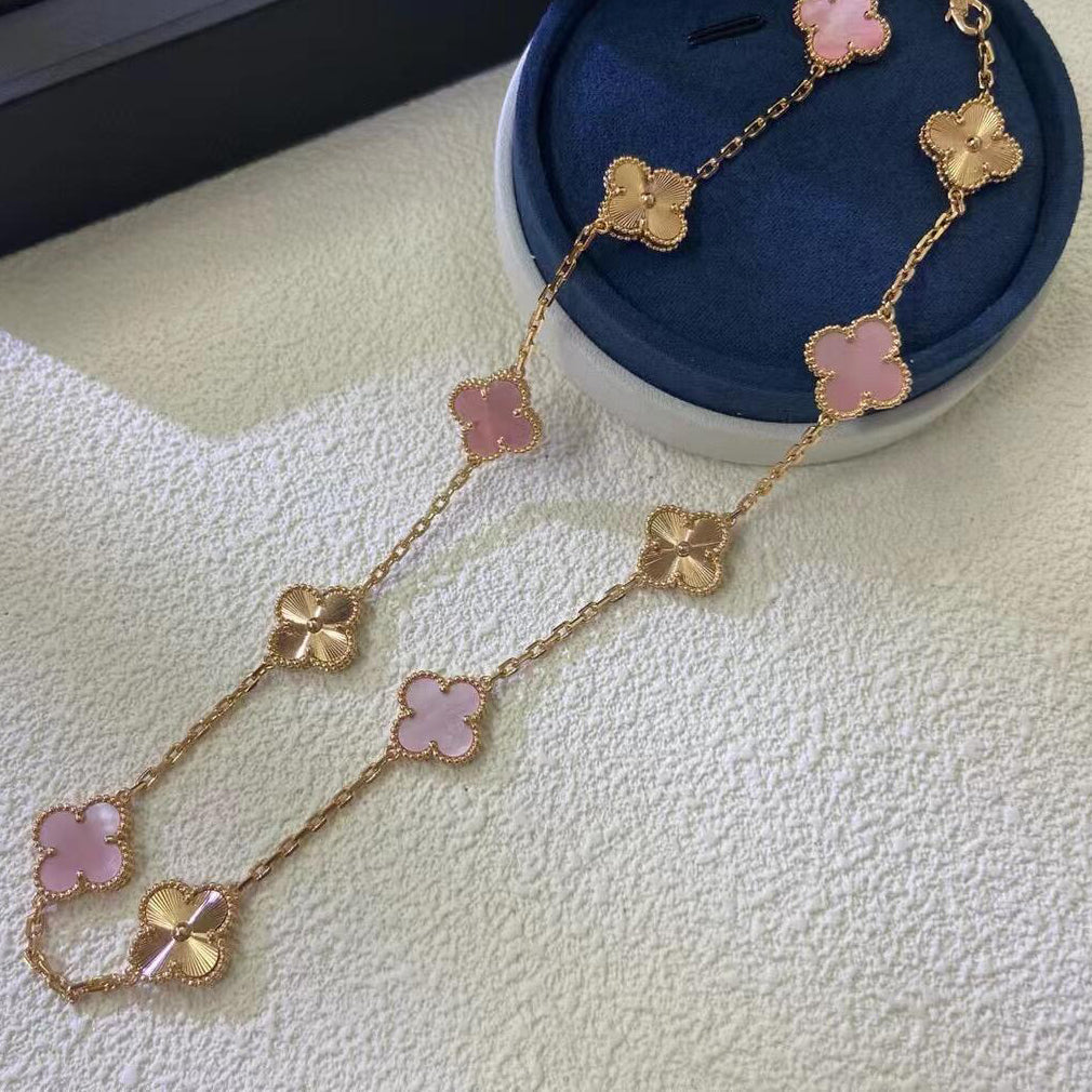 [GALE]CLOVER 10 MOTIFS  LASER PINK MOP NECKLACE