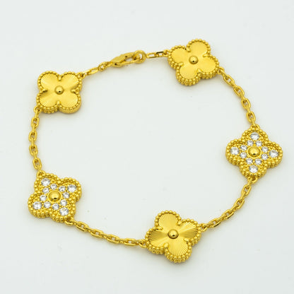 [GALE]CLOVER BRACELET 5 MOTIFS GOLD DIAMOND