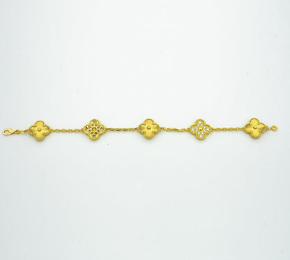 [GALE]CLOVER BRACELET 5 MOTIFS GOLD DIAMOND