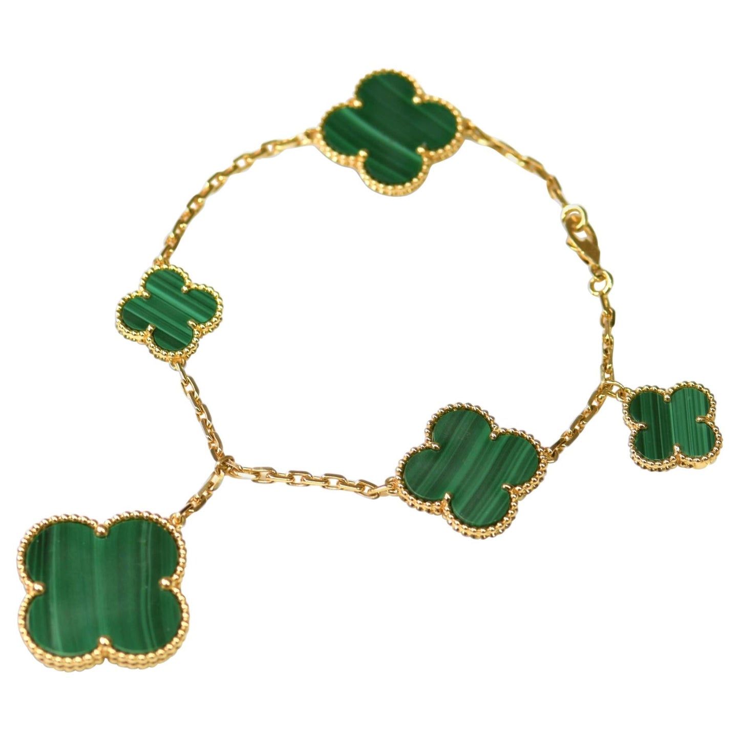 [NOVO]MAGIC CLOVER MALACHITE GOLD ARMBAND 5 MOTIVE