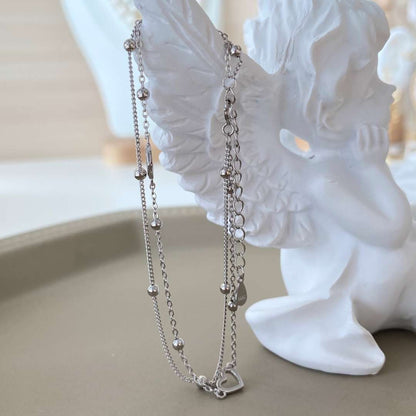 [NOVO]繊細なダブルレイヤーラブハートブレスレット