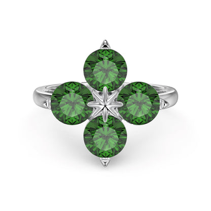 [GALE]Four-Leaf Clover Eight-Pointed Star Ring