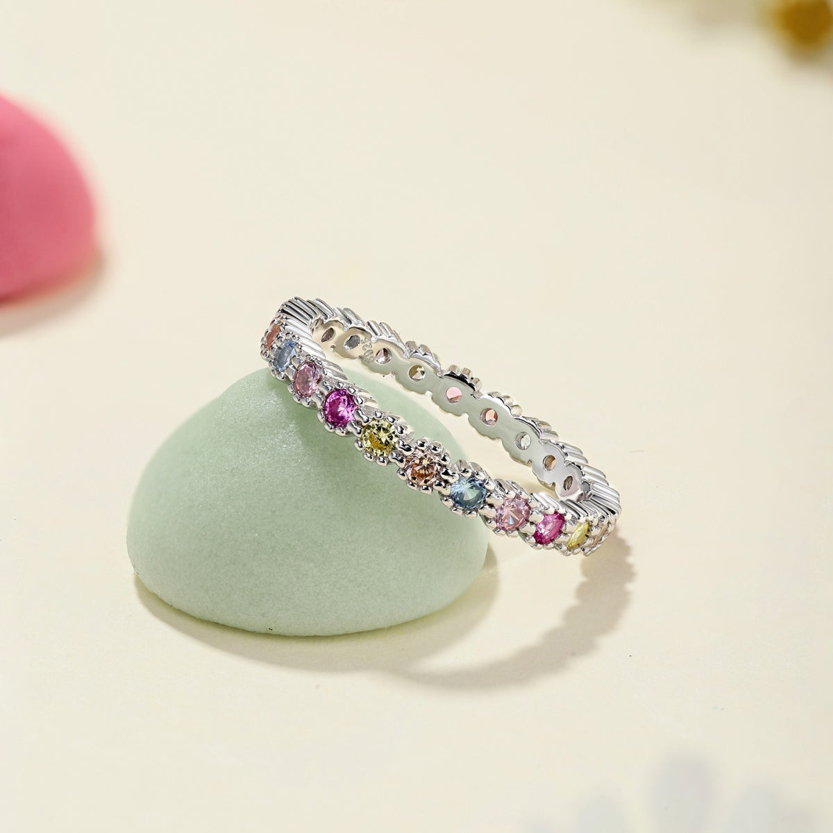 [GALE]Exquisite Colorful Round Cut Party Ring