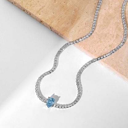 [GALE]1.0 carat Unique Pear Cut Tennis Necklace