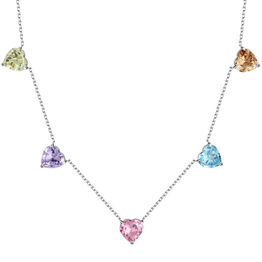 [GALE]Sparkling Colorful Heart Cut Necklace