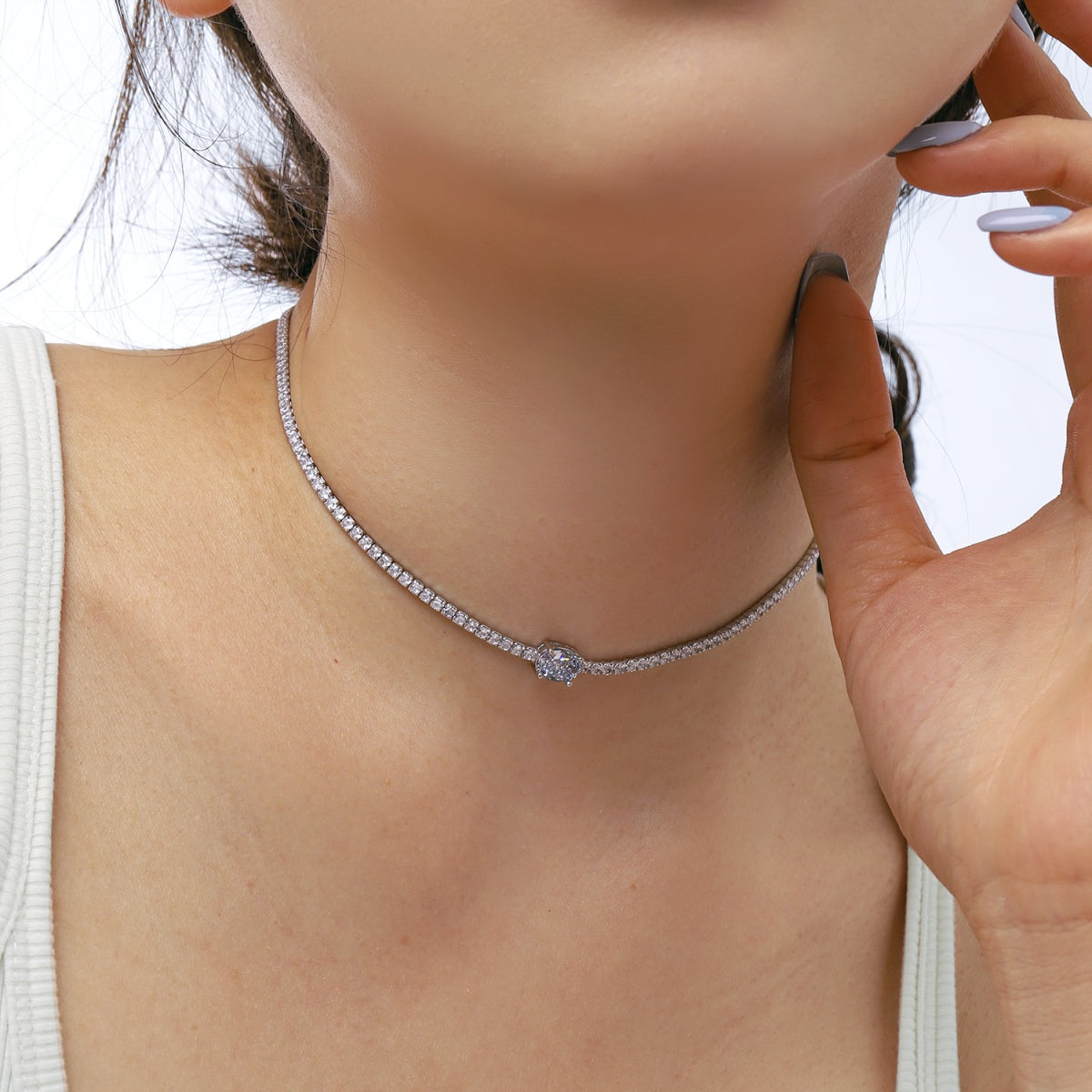 [NEU] Halskette mit 1,0 Karat glänzendem ovalen Schliff