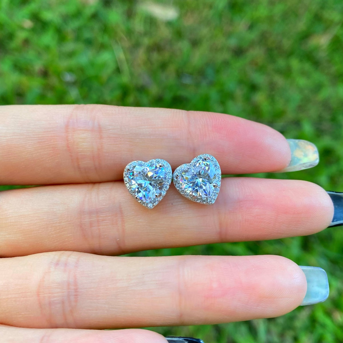 [GALE]Sparkling Heart Shape Lover Earrings