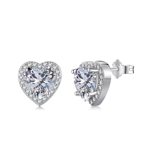 [GALE]Sparkling Heart Shape Lover Earrings