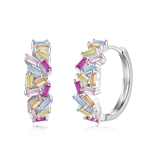 [GALE]Dazzling Colorful Emerald Cut Daily Earrings