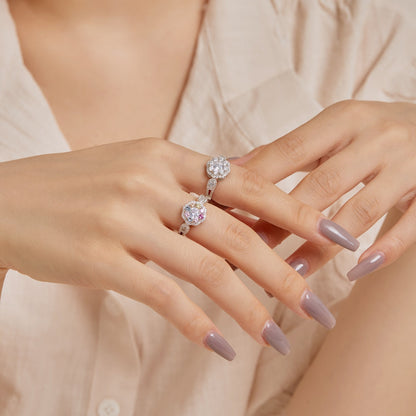 [NOVO]繊細でカラフルなラウンドカットフラワーシェイプの結婚指輪