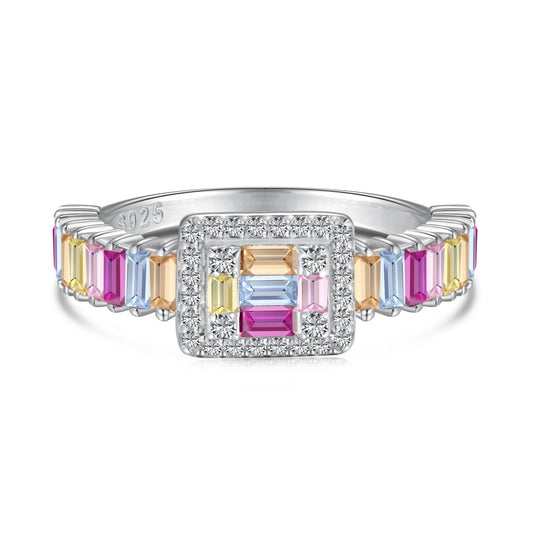 [GALE]Exquisite Colorful Radiant Cut Party Ring