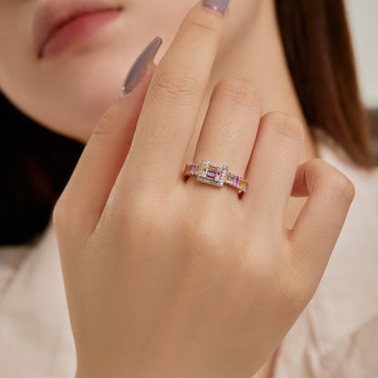 [GALE]Exquisite Colorful Radiant Cut Party Ring