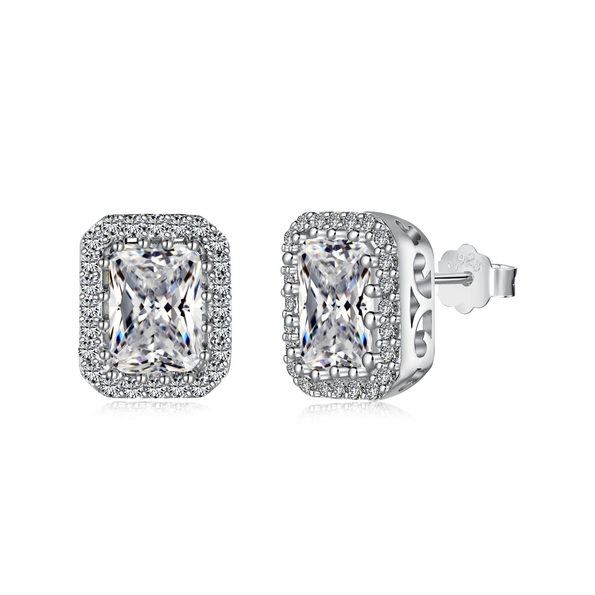 [GALE]1.0 Carat Luxurious Dainty Emerald Cut Daily Earrings