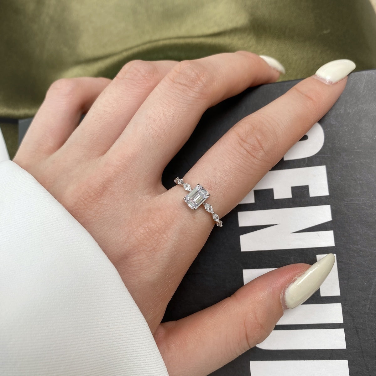 [NEU] 1,0 Karat Zarter, strahlender Ring im Radiant-Schliff für den täglichen Gebrauch