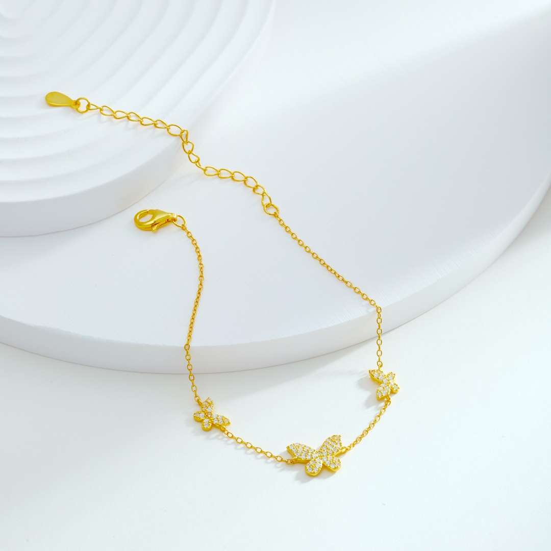 [GALE]Delicate Butterfly Pendant Bracelet