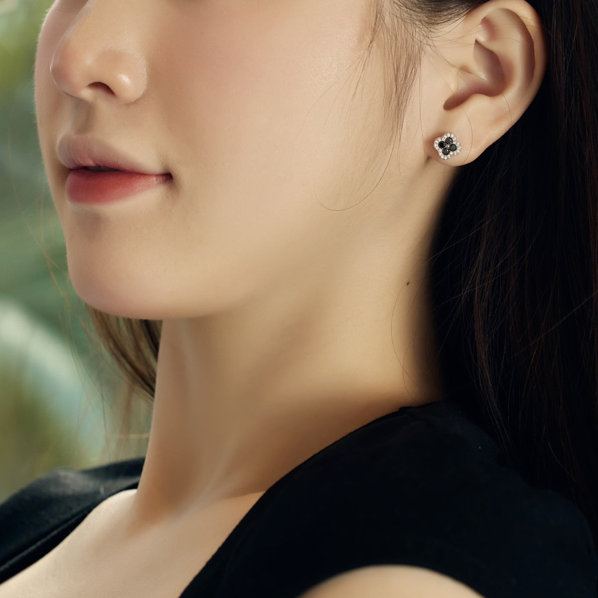 [GALE]Four-Leaf Clover Flower Shaped Earrings