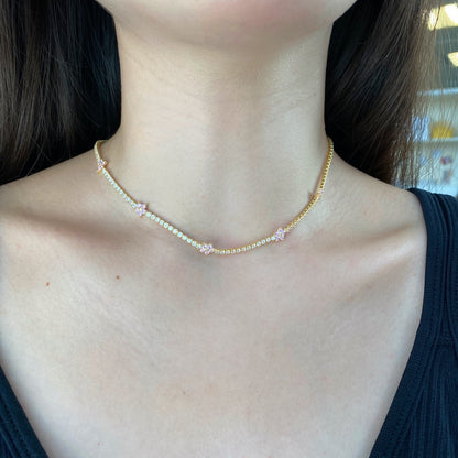 [NOVO]ラグジュアリーなカラフルフラワーテニスネックレス