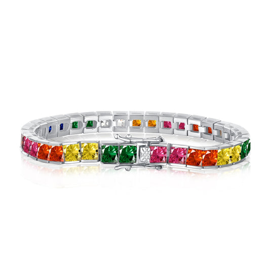 [GALE]Radiant Colorful Princess Cut Tennis Bracelet