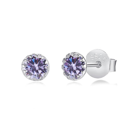 [GALE]Sparkling Colorful Round Shape Earrings