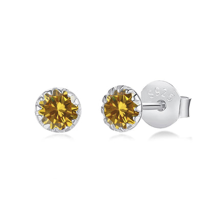 [GALE]Sparkling Colorful Round Shape Earrings