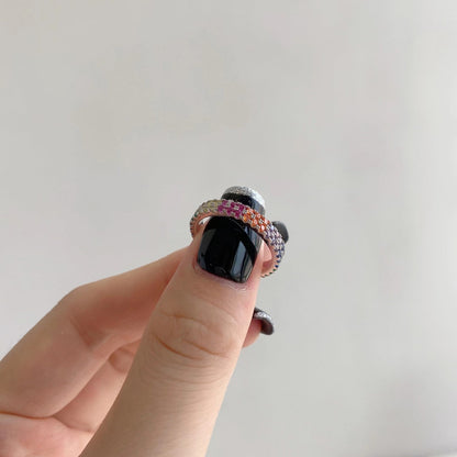 [NOVO]ユニークなカラフルなラウンドカットテニスリング