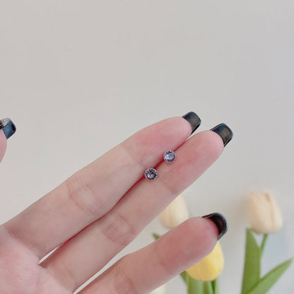 [GALE]Sparkling Colorful Round Shape Earrings