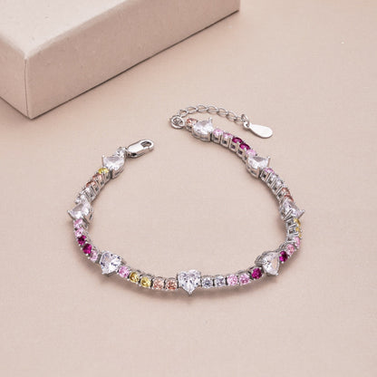 [GALE]Romantic Heart Shape Round Cut Lover Bracelet