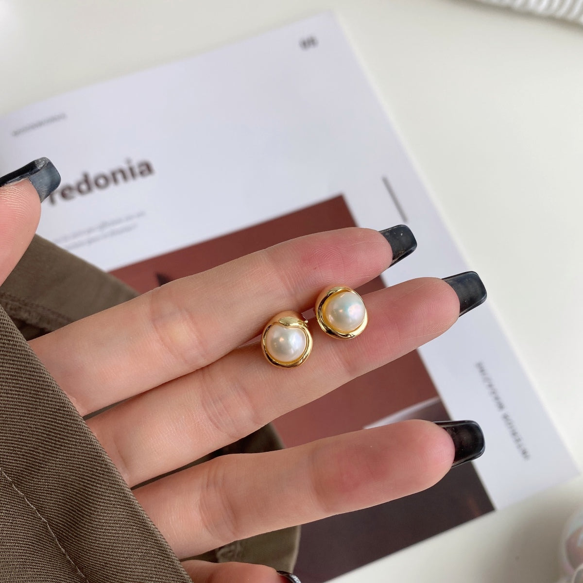 [GALE]Dainty Bread Pearl Earrings