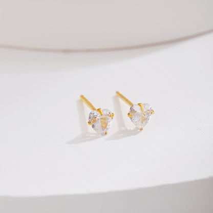 [GALE]Sparkling Heart Shaped Simple Earrings