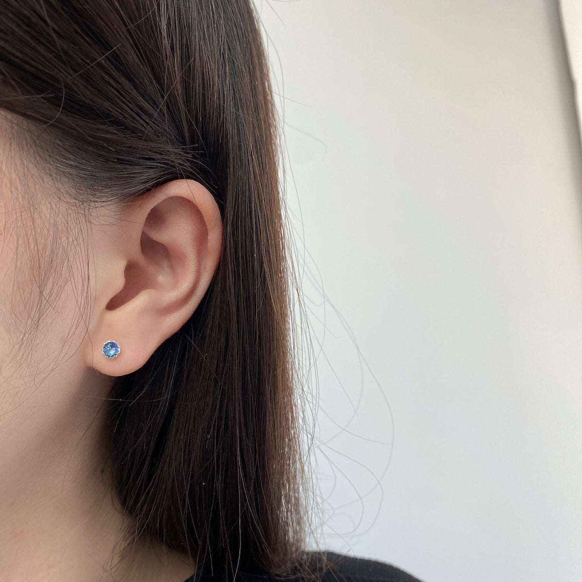 [GALE]Sparkling Colorful Round Shape Earrings