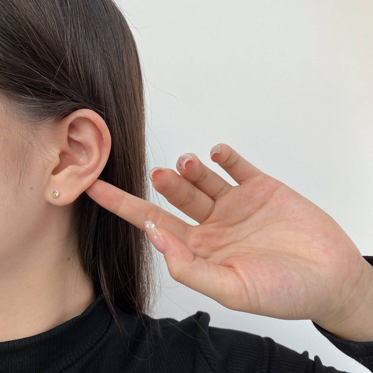[GALE]Sparkling Colorful Round Shape Earrings