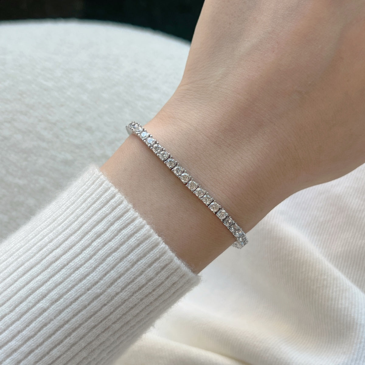 [GALE]Dainty Charming Round Cut Tennis Bracelet