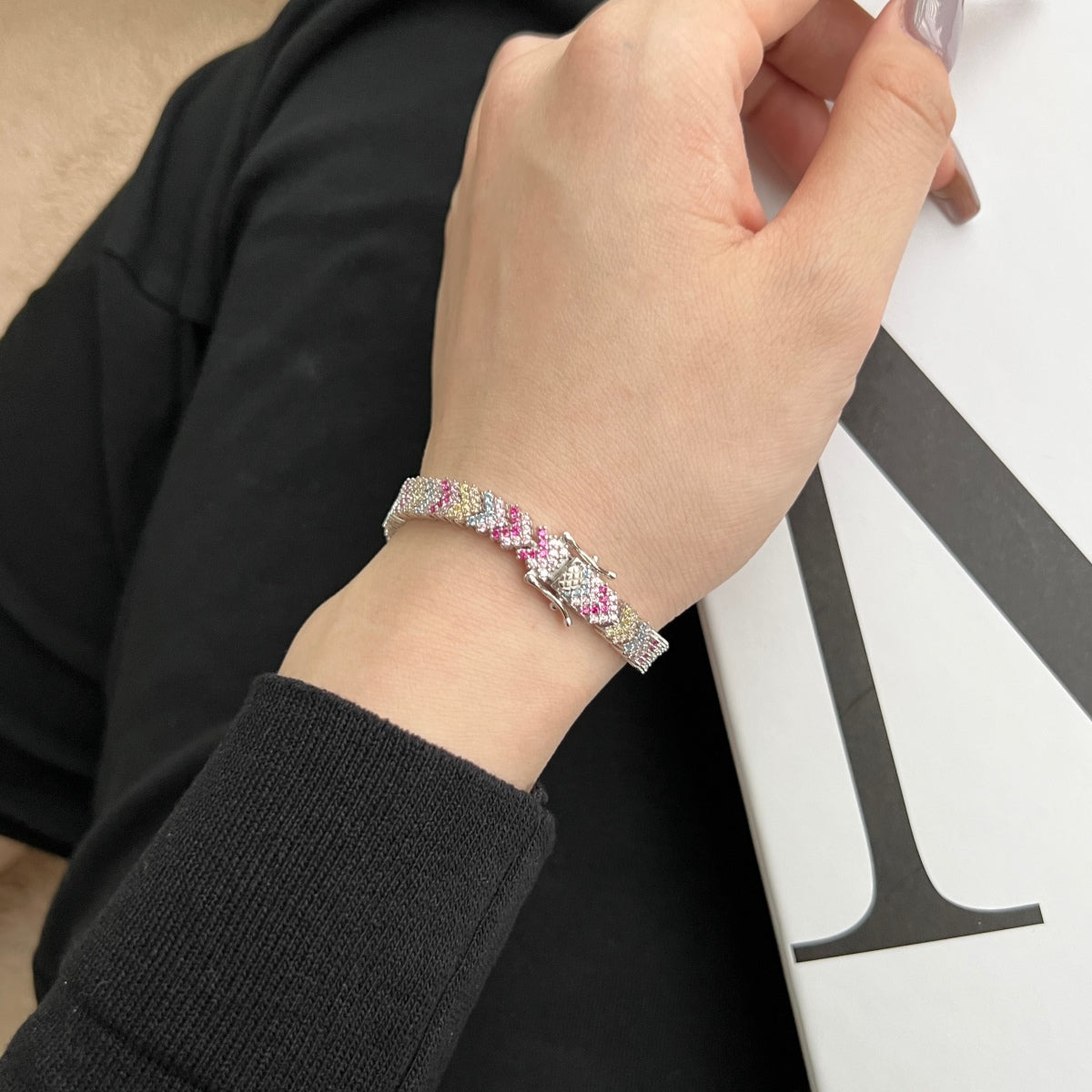 [GALE]Ornate Sparkling Round Cut Party Bracelet