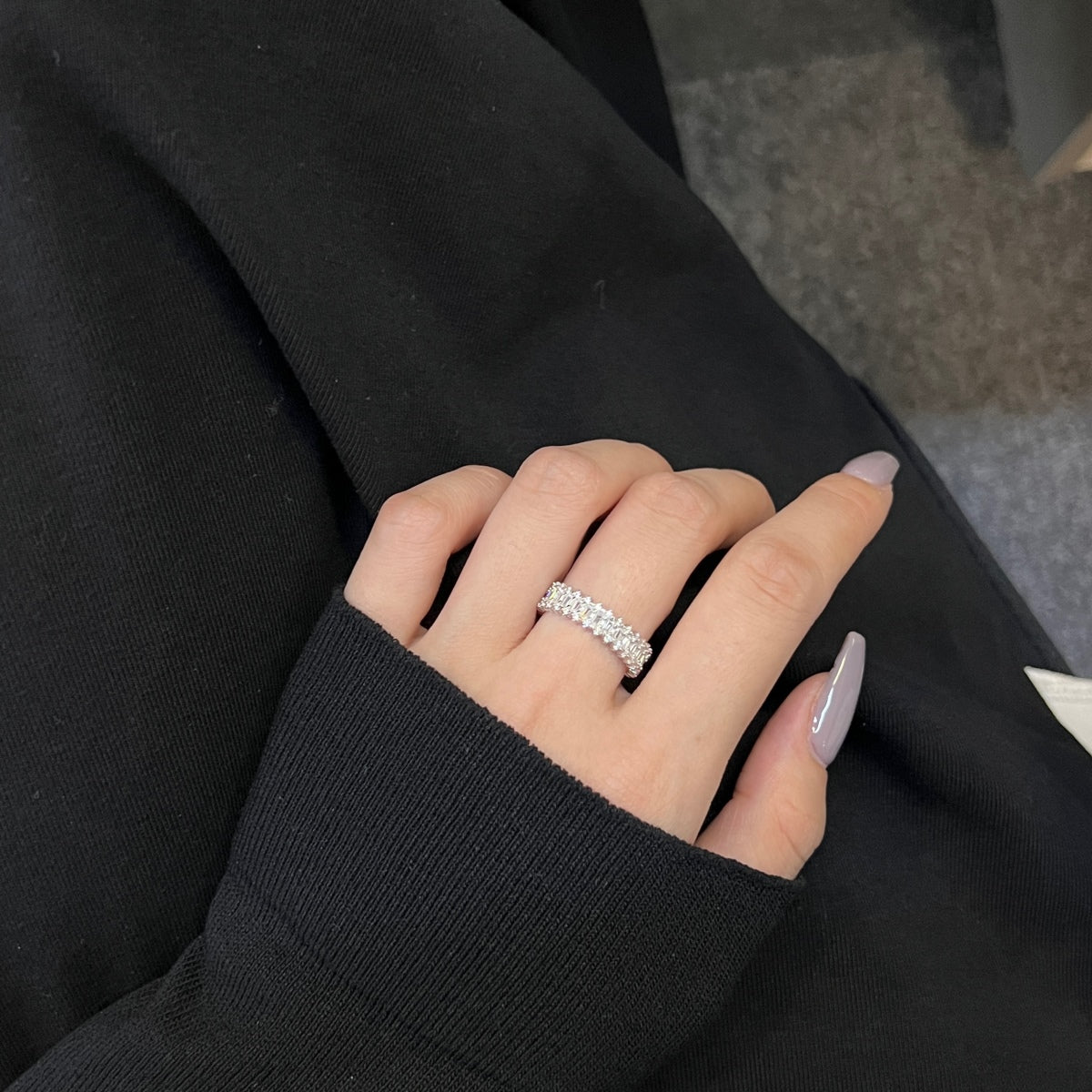 [GALE]Splashy Ornate Emerald Cut Cocktail Ring