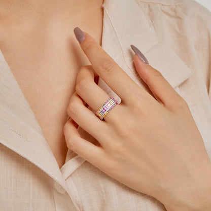[GALE]Dazzling Colorful Radiant Cut Party Ring