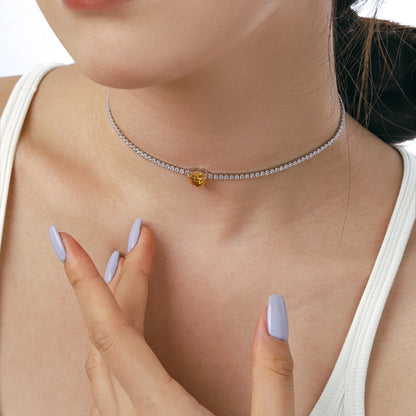 [NEU] 2,0 Karat funkelnde Halskette im Tennisherzschliff