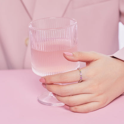 [NOVO] Funkelnder, farbenfroher Tennisring mit rundem Schliff