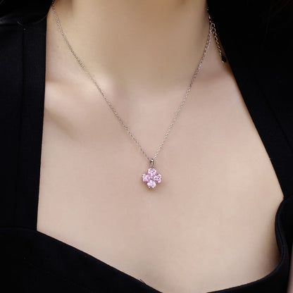 [GALE]Heart-Shaped Four-Leaf Clover Bead Necklace