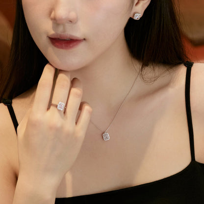[GALE]1.0 Carat Luxurious Dainty Emerald Cut Daily Earrings