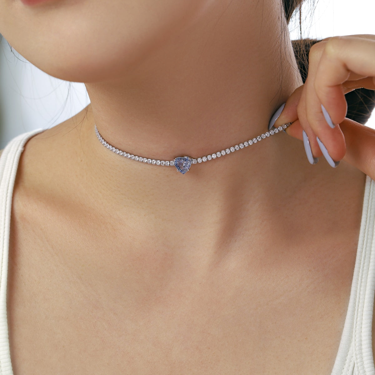 [NEU] 2,0 Karat funkelnde Halskette im Tennisherzschliff