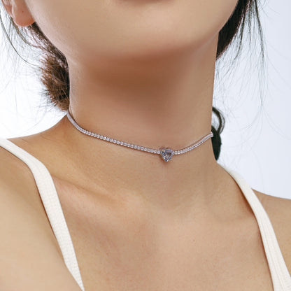 [NEU] 2,0 Karat funkelnde Halskette im Tennisherzschliff