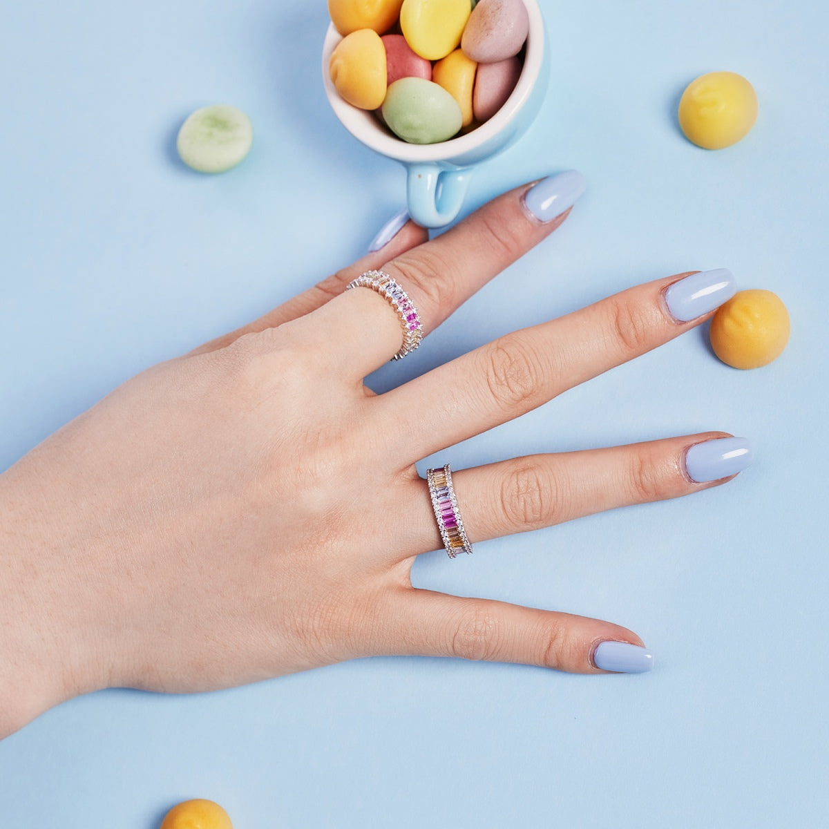 [GALE]Splashy Ornate Emerald Cut Cocktail Ring