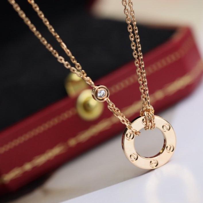 [GALE]LOVE NECKLACE ADJUSTABLE ROSE GOLD 2 DIAMOND