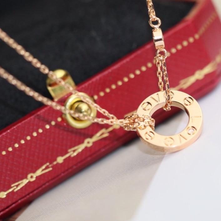 [GALE]LOVE NECKLACE ADJUSTABLE ROSE GOLD 2 DIAMOND
