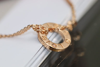 [GALE]LOVE NECKLACE ADJUSTABLE ROSE GOLD 2 DIAMOND