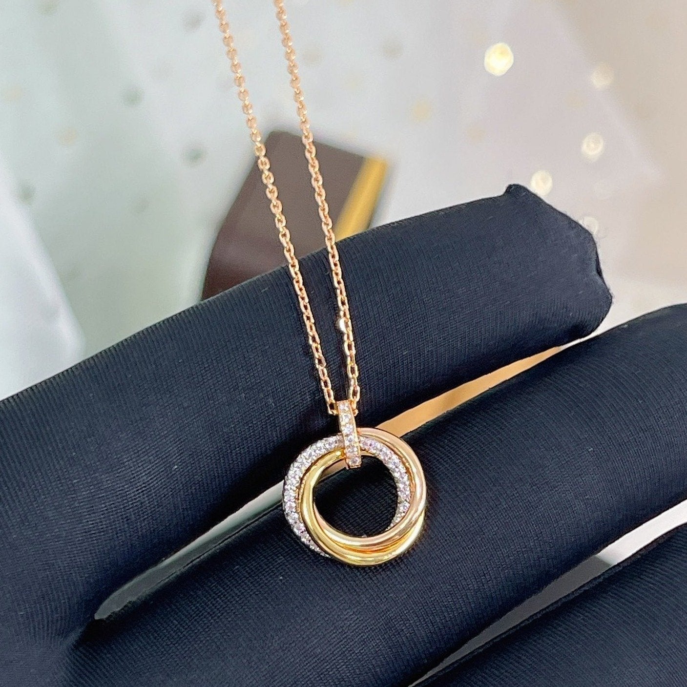 [GALE]TRINITY NECKLACE SILVER GOLD PINK GOLD DIAMONDS