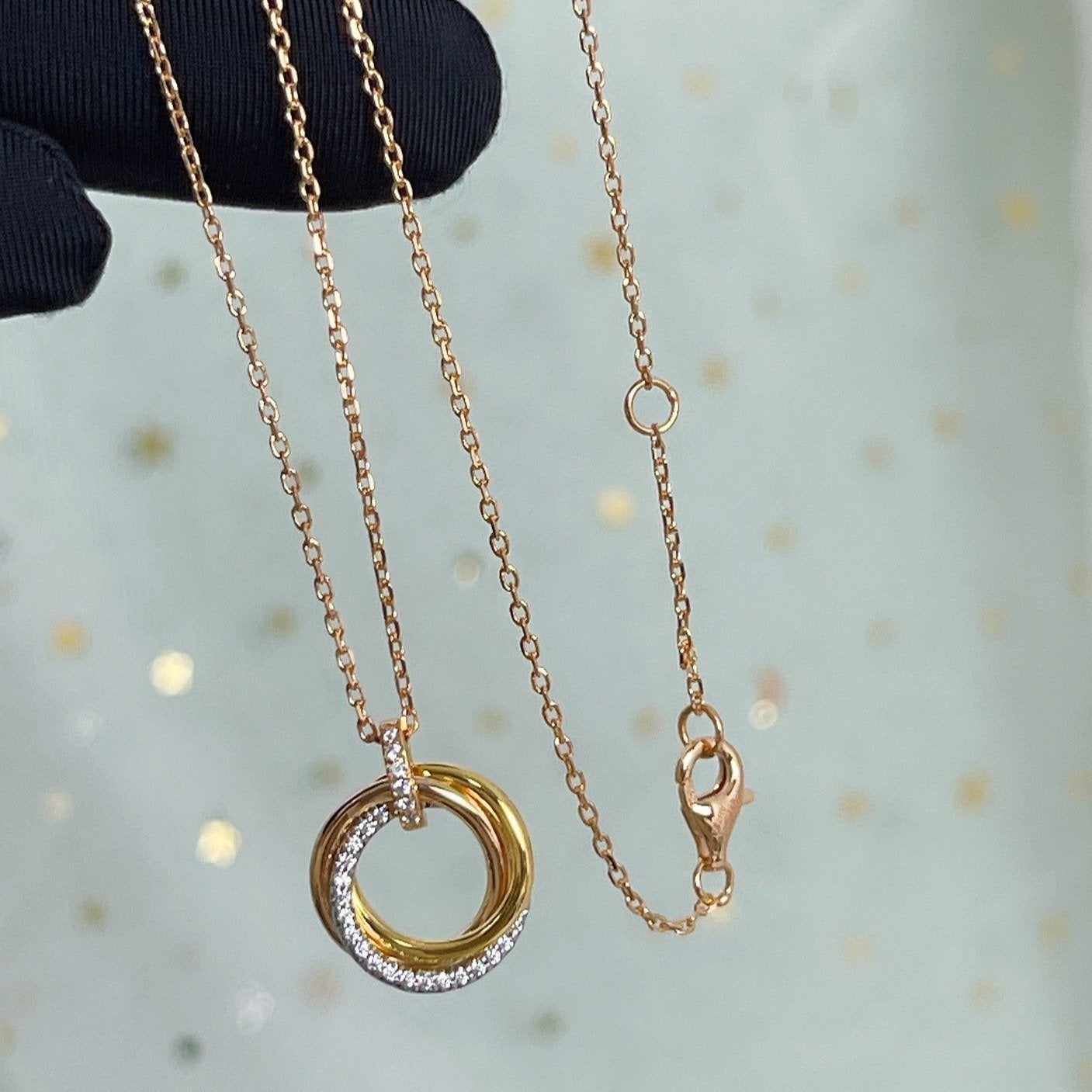 [GALE]TRINITY NECKLACE SILVER GOLD PINK GOLD DIAMONDS