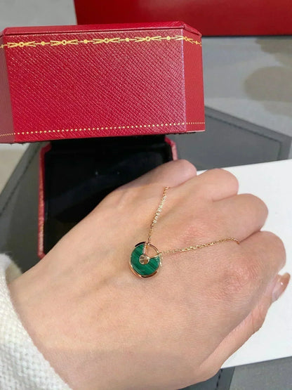 [GALE]AMULETTE ROSE GOLD MALACHITE NECKLACE